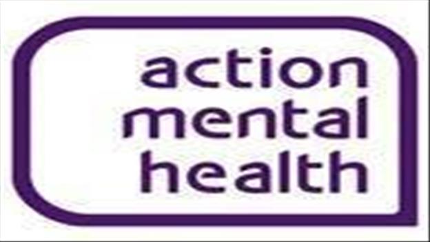Action Mental Health in purple text with box around wording